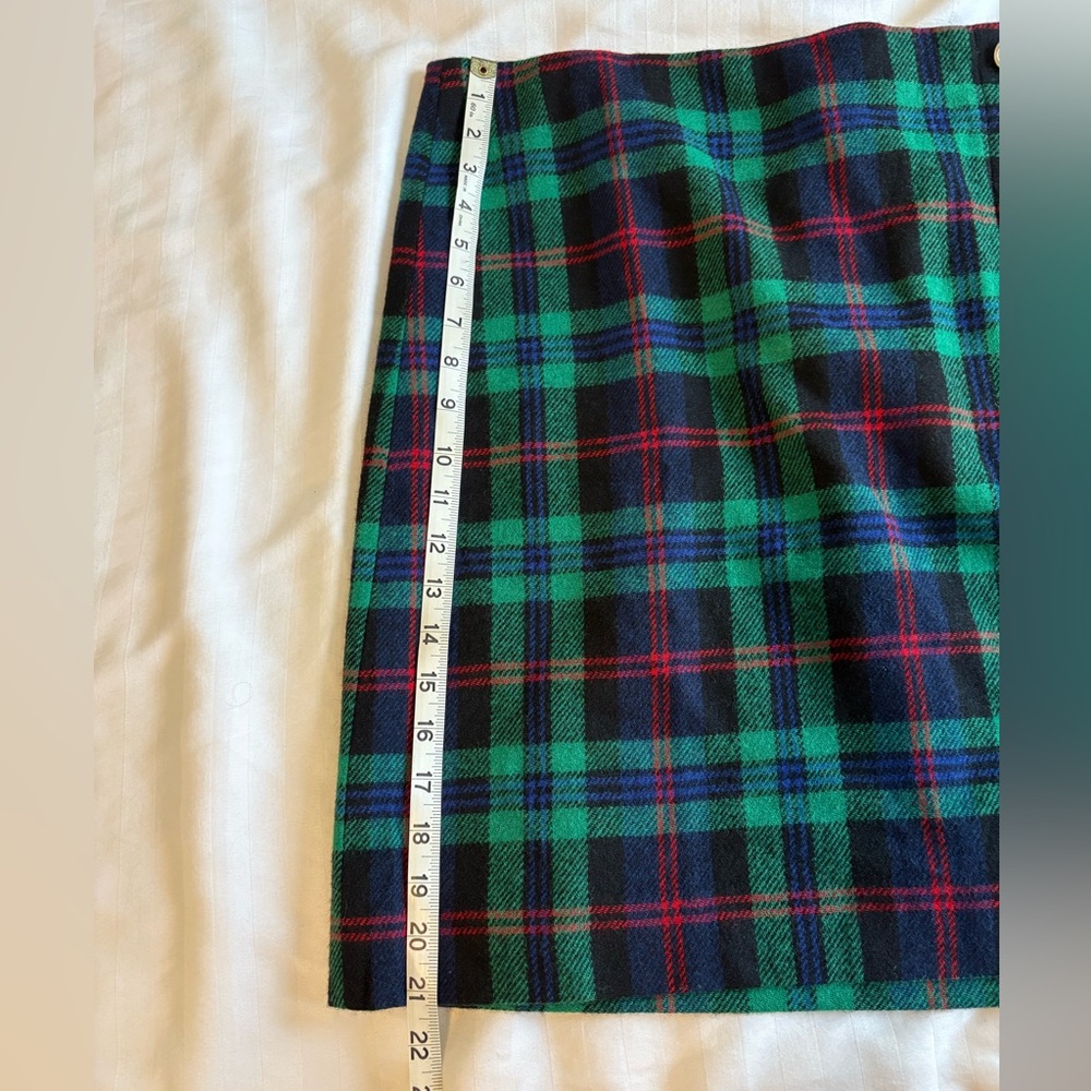 Talbots Green & Blue Plaid Pencil Skirt Wool Blend 14 NWT - Picture 5 of 10
